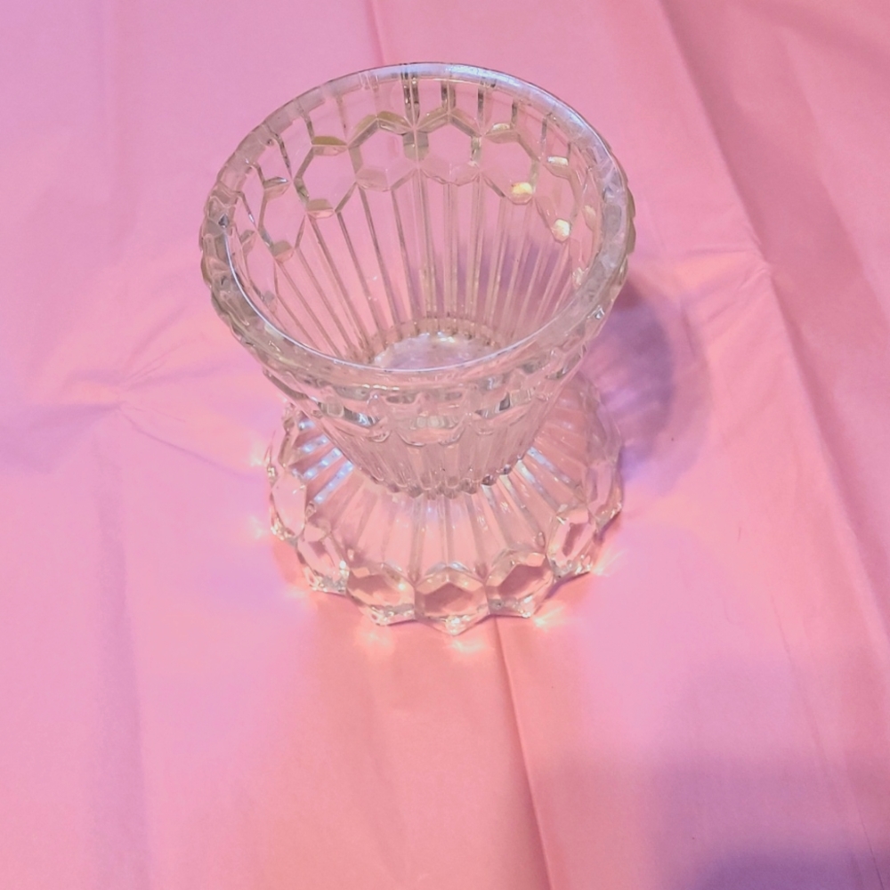 5" Vintage Crystal Candle Holder